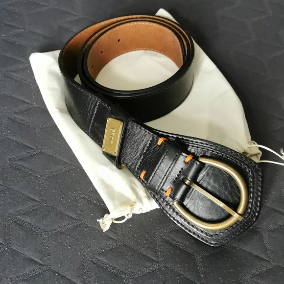 Hugo Boss Belt Gold BOSS Icon Business Belt In Black For Men Hugo